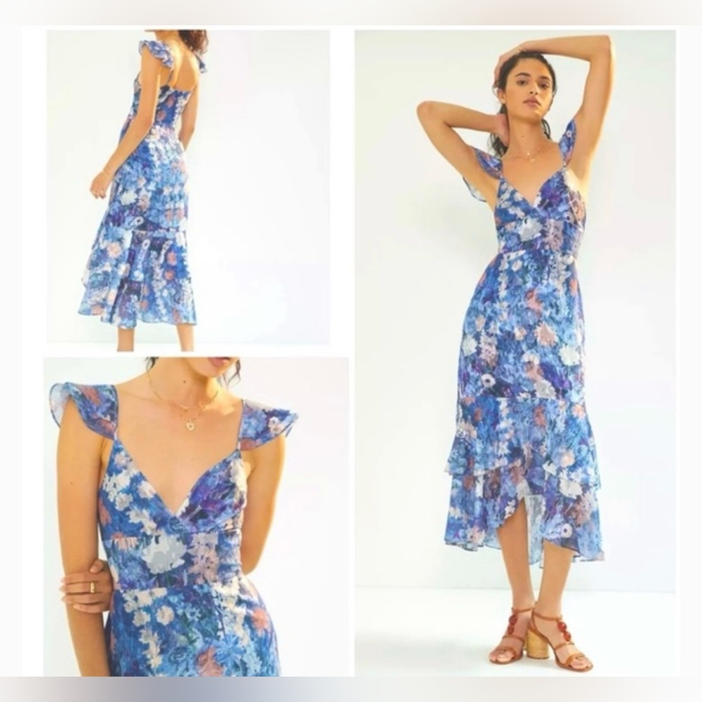 Anthropologie Hutch Ruffled Floral Midi Dress 16W